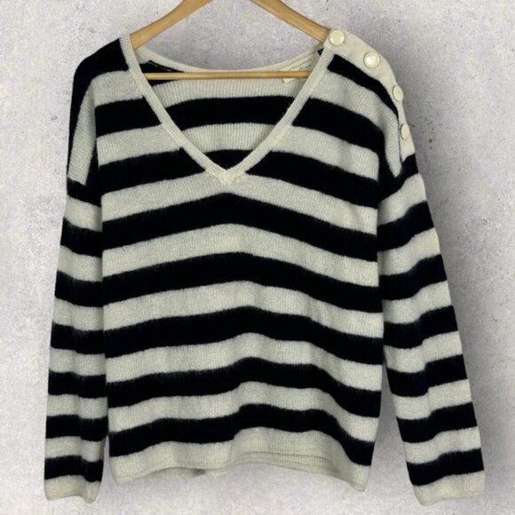 Sezane Nelson Jumper Sweater Striped Size Medium French Knit Mohair Alpaca Pull - Picture 4 of 16